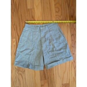 Vintage International Male Shorts Linen Rayon Light Blue Pleated Size 30